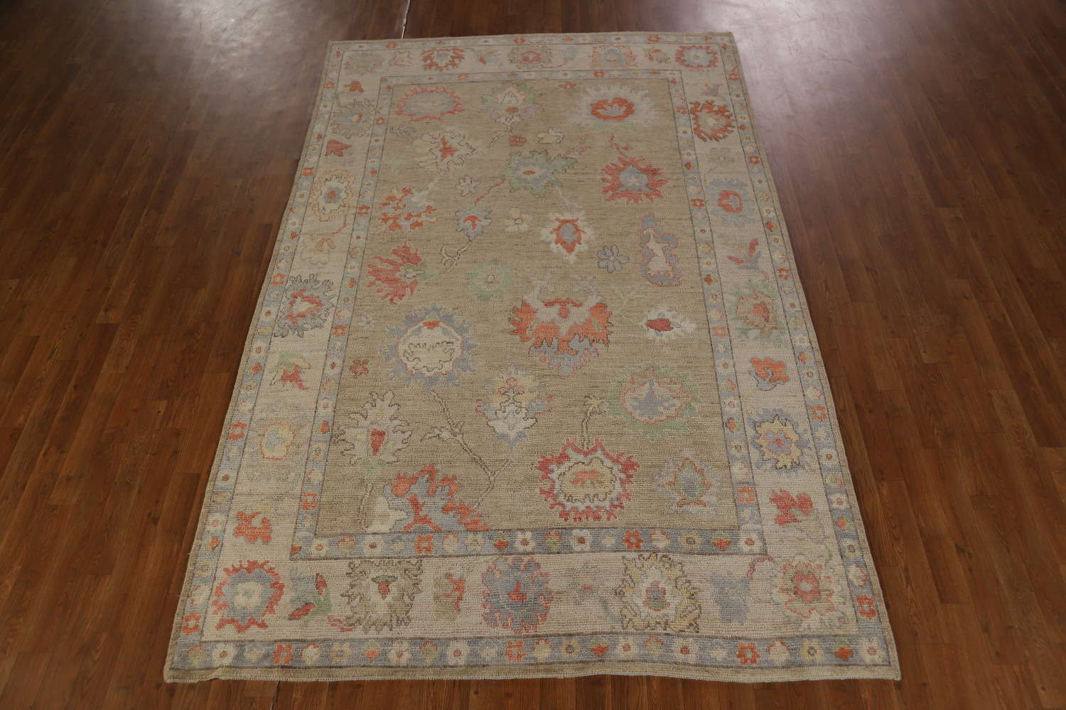 Vegetable Dye Floral Oushak Oriental Area Rug 6x9