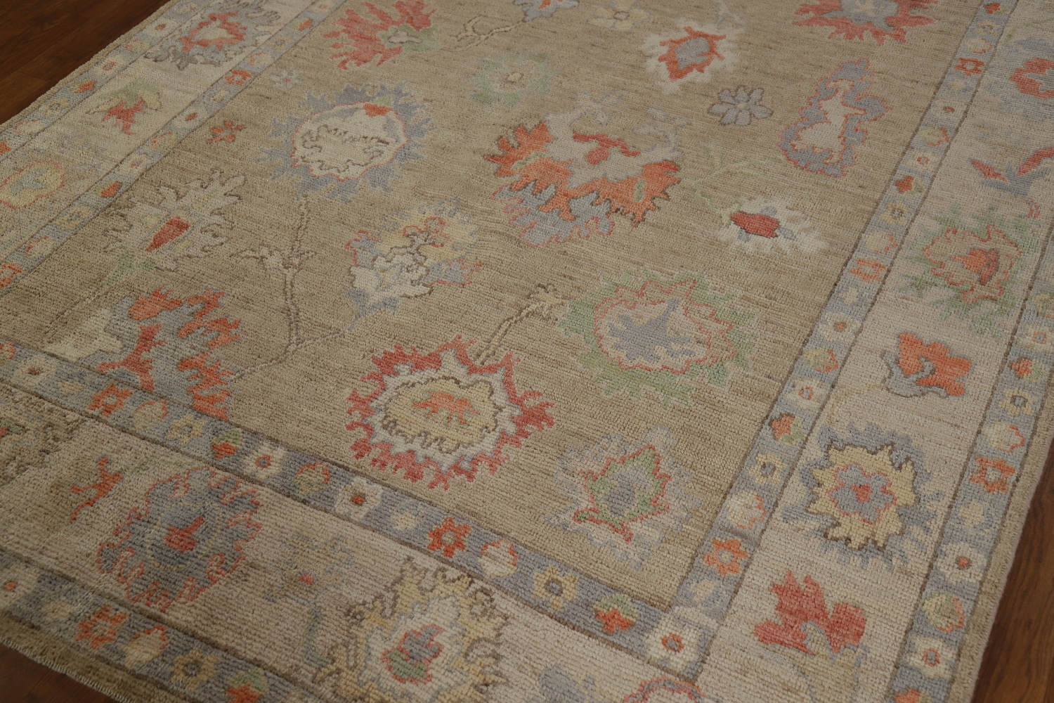 Vegetable Dye Floral Oushak Oriental Area Rug 6x9