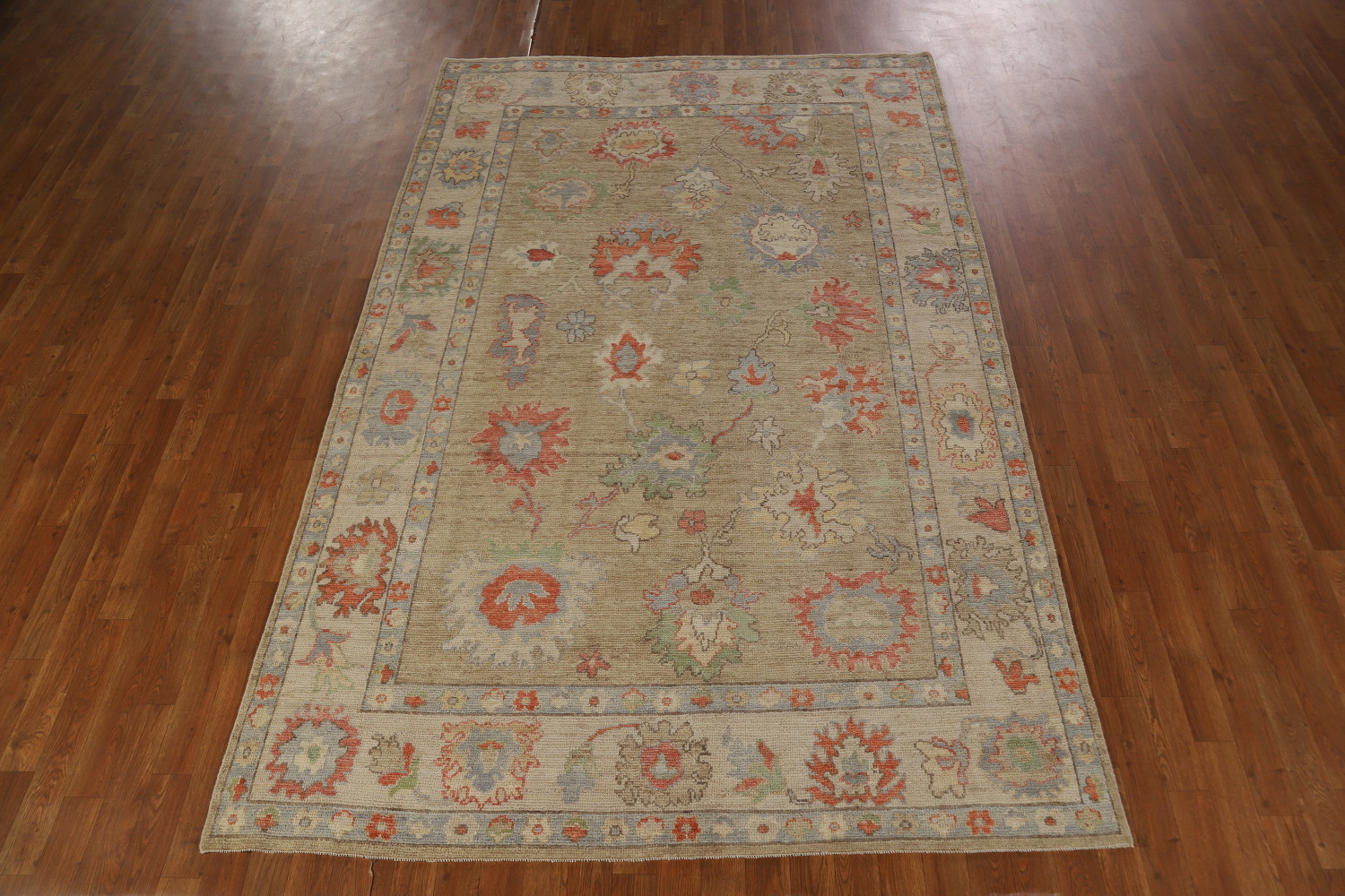 Vegetable Dye Floral Oushak Oriental Area Rug 6x9