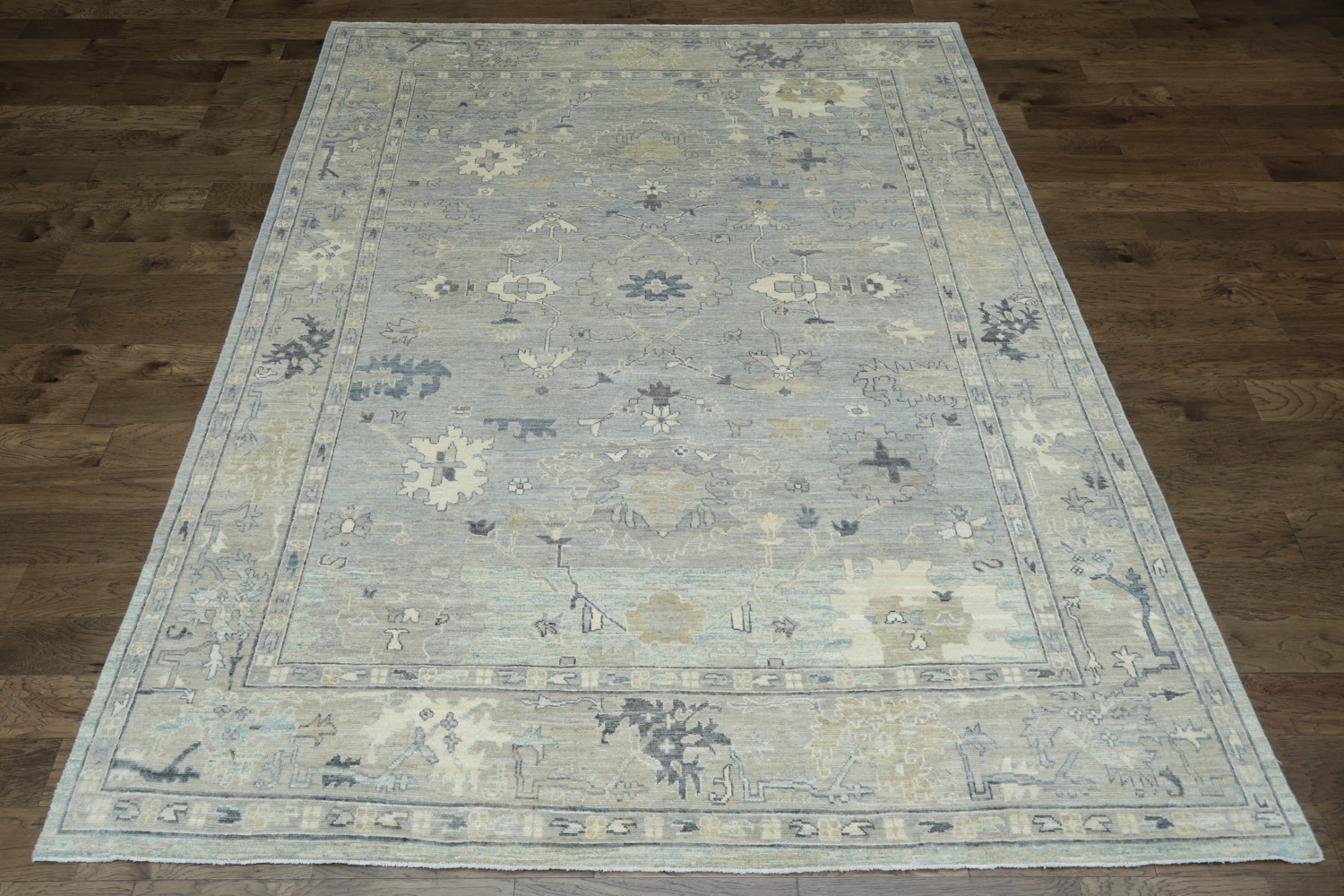 Vegetable Dye Gray Oushak Turkish Area Rug 9x12