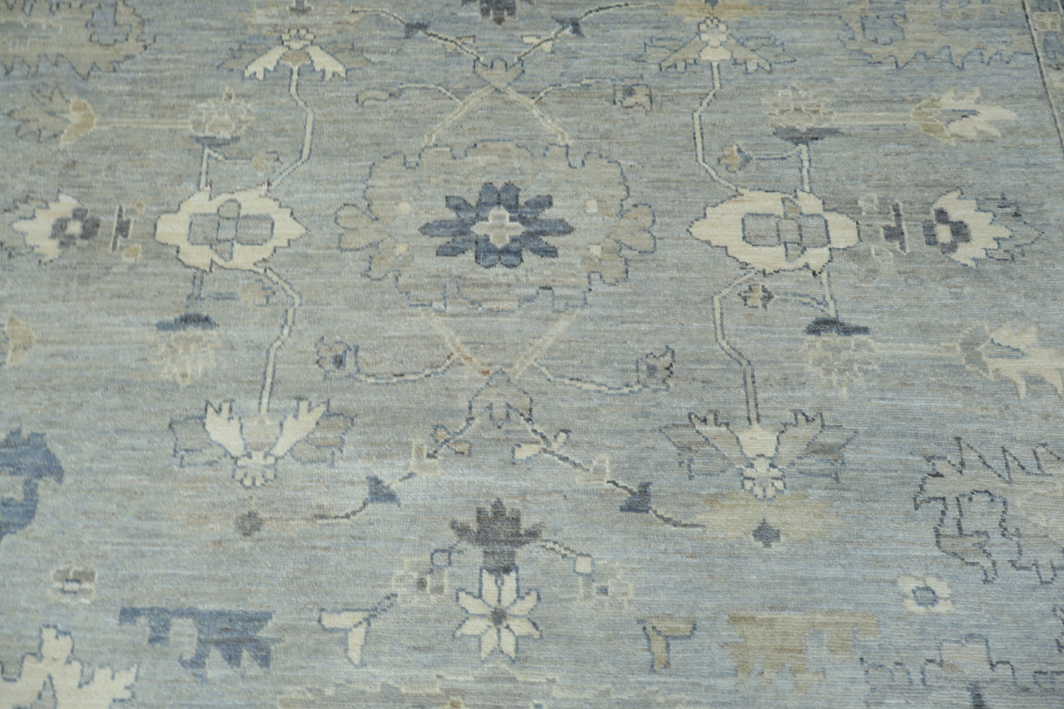Vegetable Dye Gray Oushak Turkish Area Rug 9x12