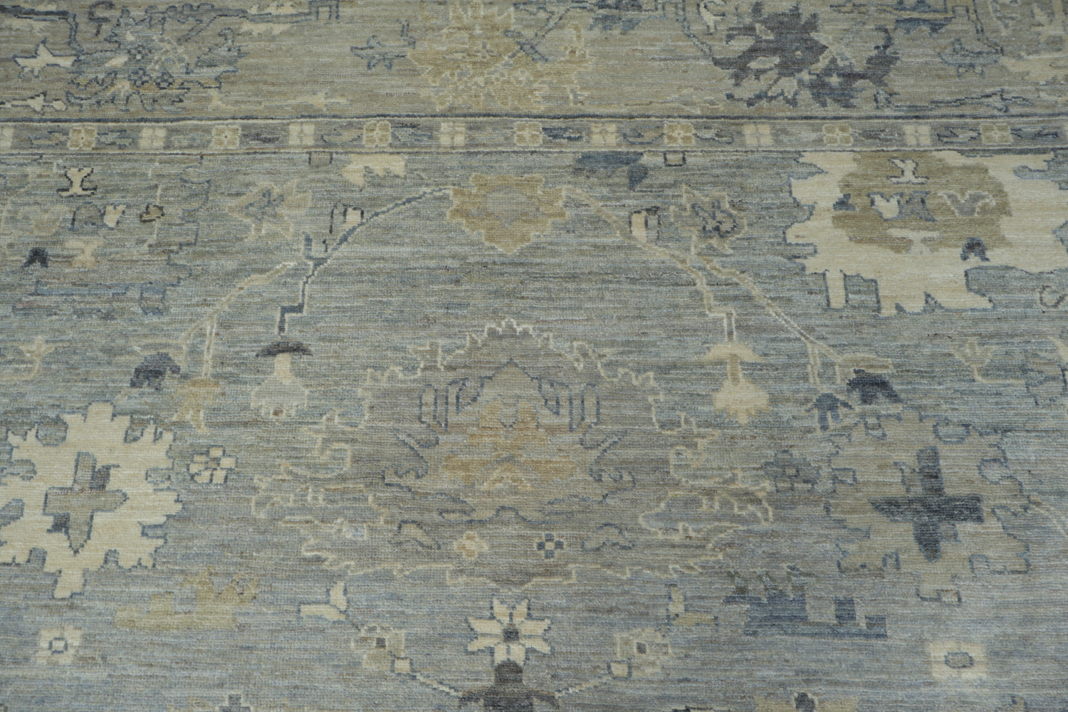 Vegetable Dye Gray Oushak Turkish Area Rug 9x12