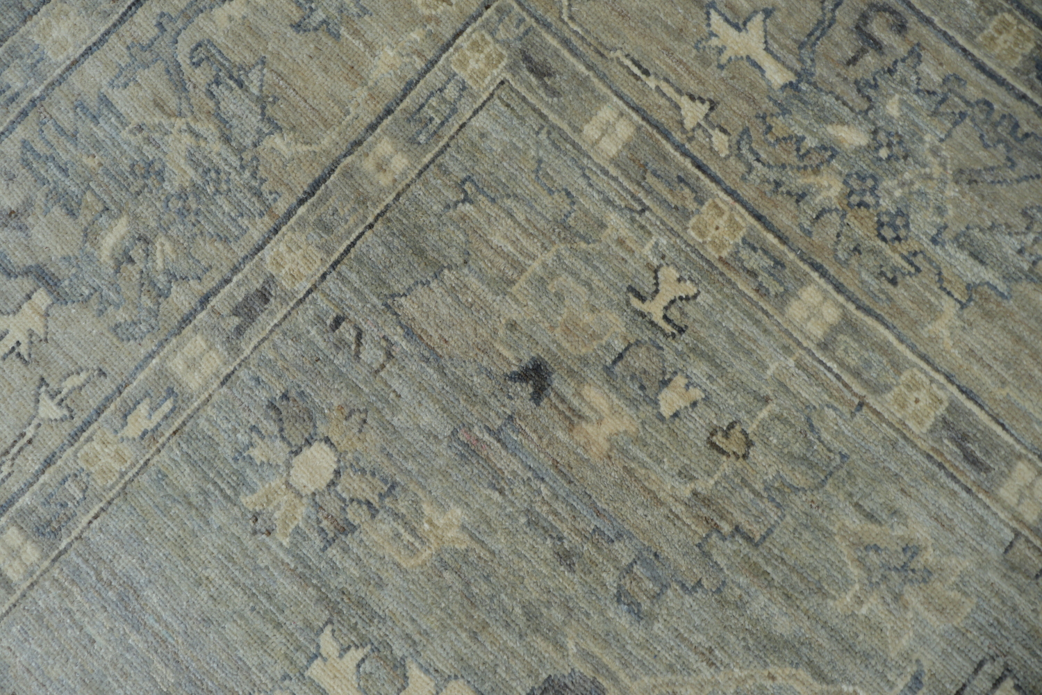 Vegetable Dye Gray Oushak Turkish Area Rug 9x12