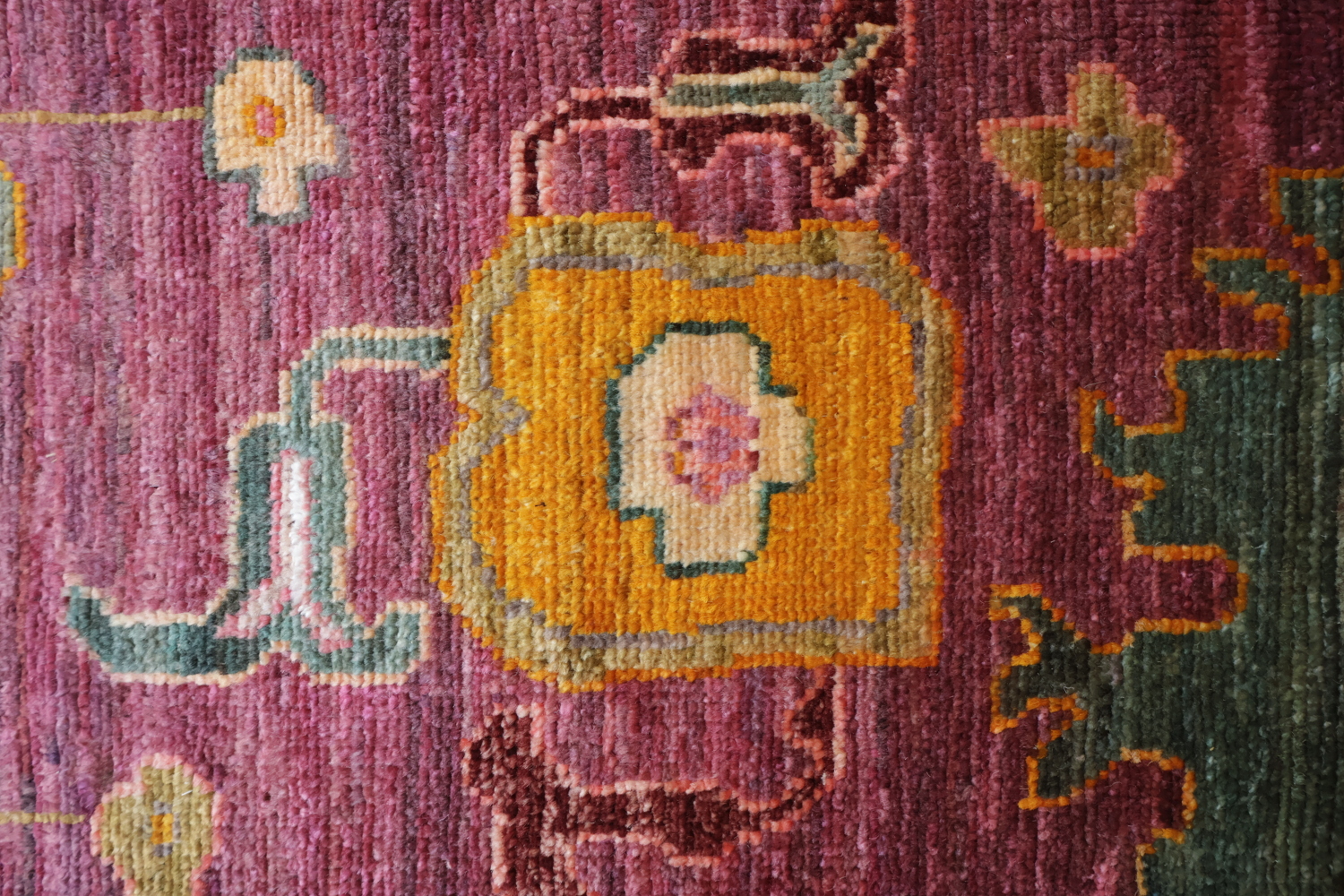 Vegetable Dye Floral Oushak Turkish Area Rug 9x12