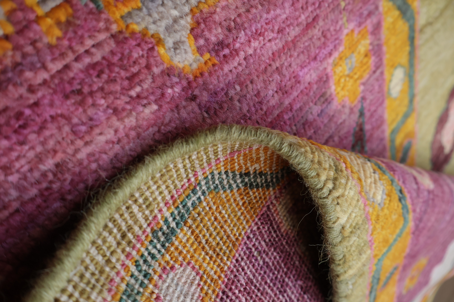 Vegetable Dye Floral Oushak Turkish Area Rug 9x12