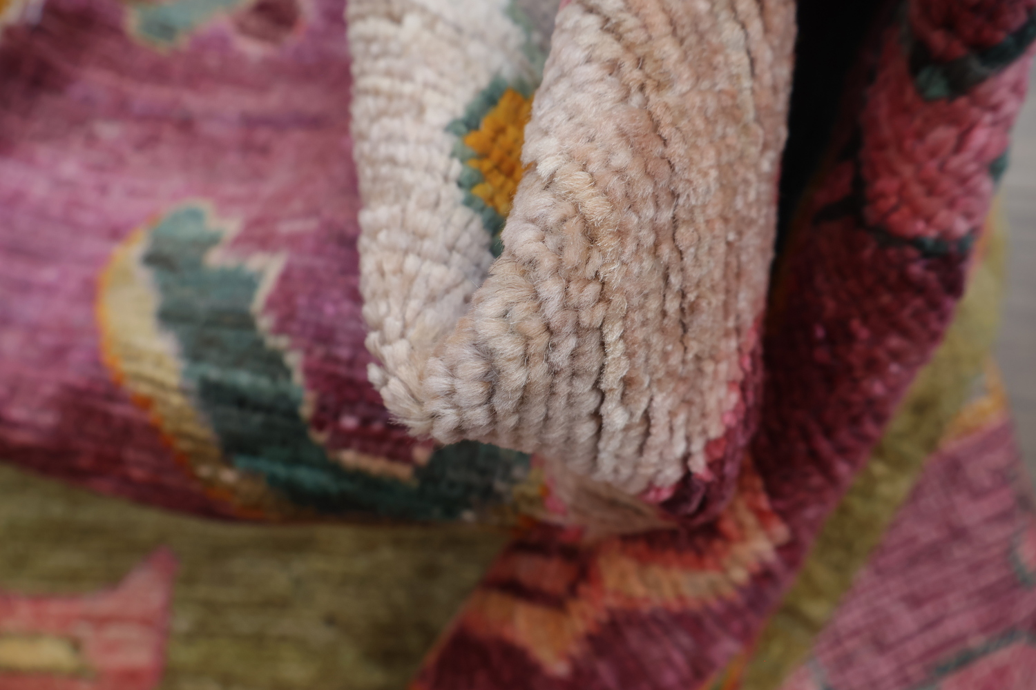 Vegetable Dye Floral Oushak Turkish Area Rug 9x12