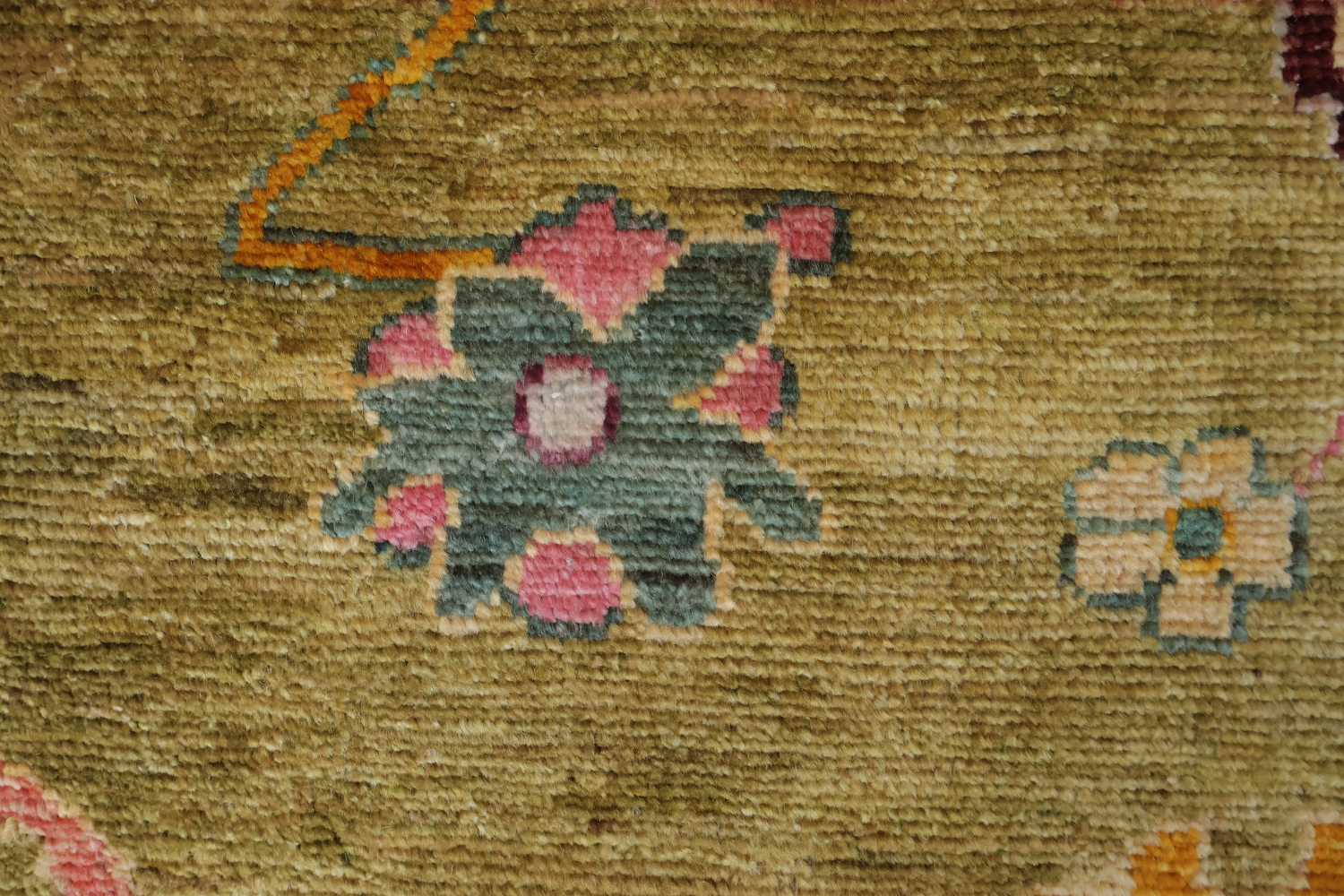 Vegetable Dye Floral Oushak Turkish Area Rug 9x12