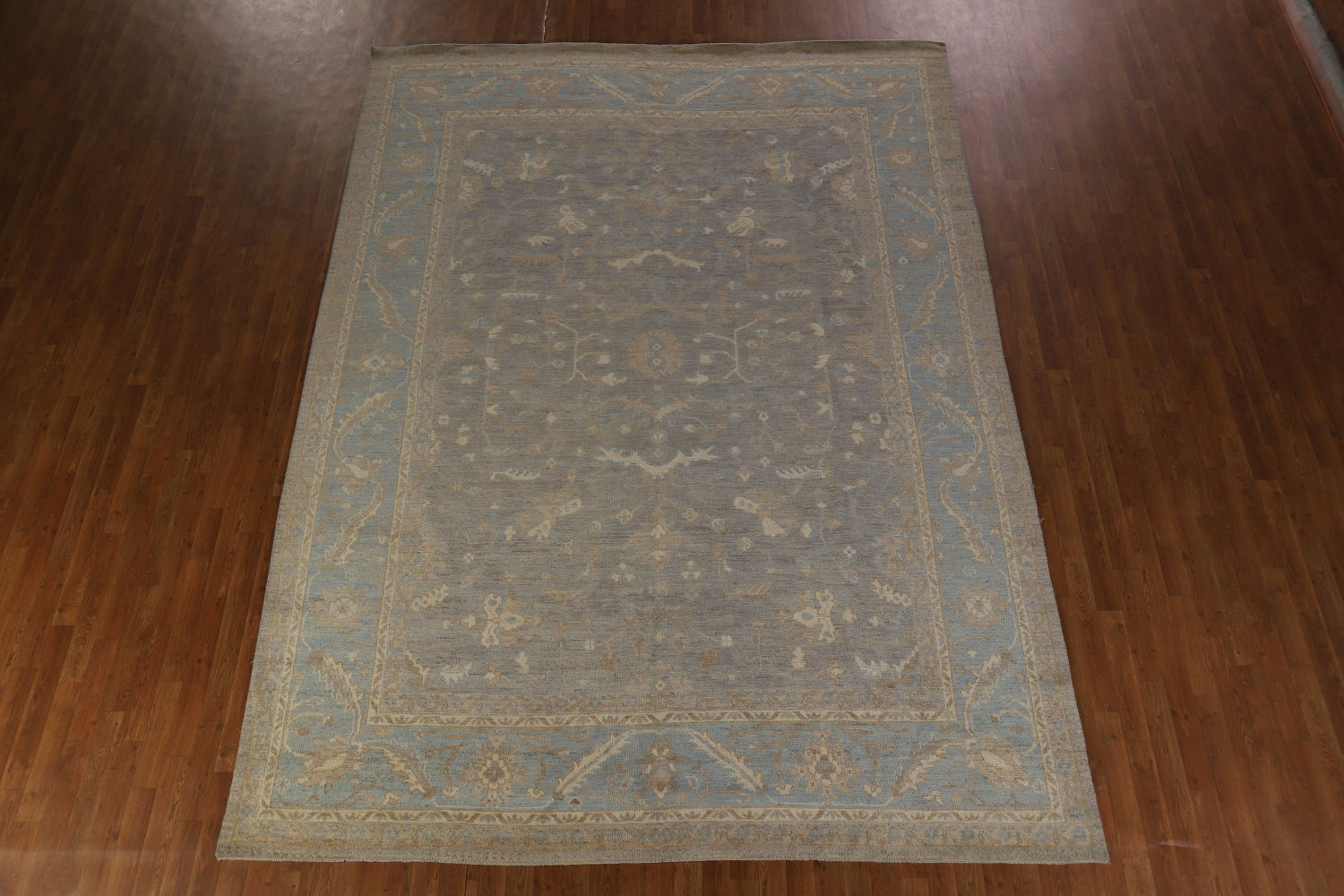 Vegetable Dye Gray Oushak Turkish Area Rug 9x12