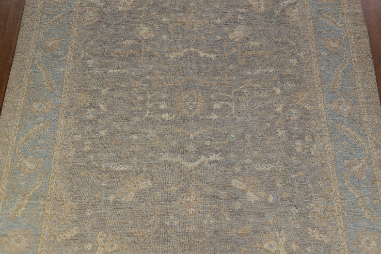 Vegetable Dye Gray Oushak Turkish Area Rug 9x12