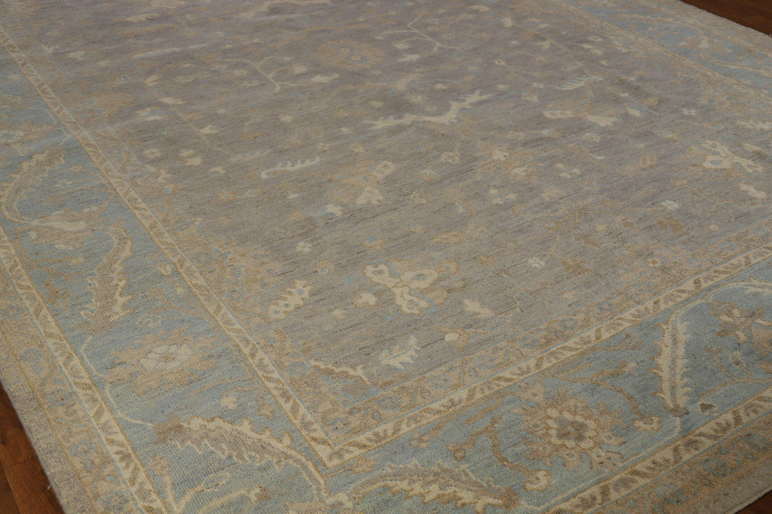 Vegetable Dye Gray Oushak Turkish Area Rug 9x12