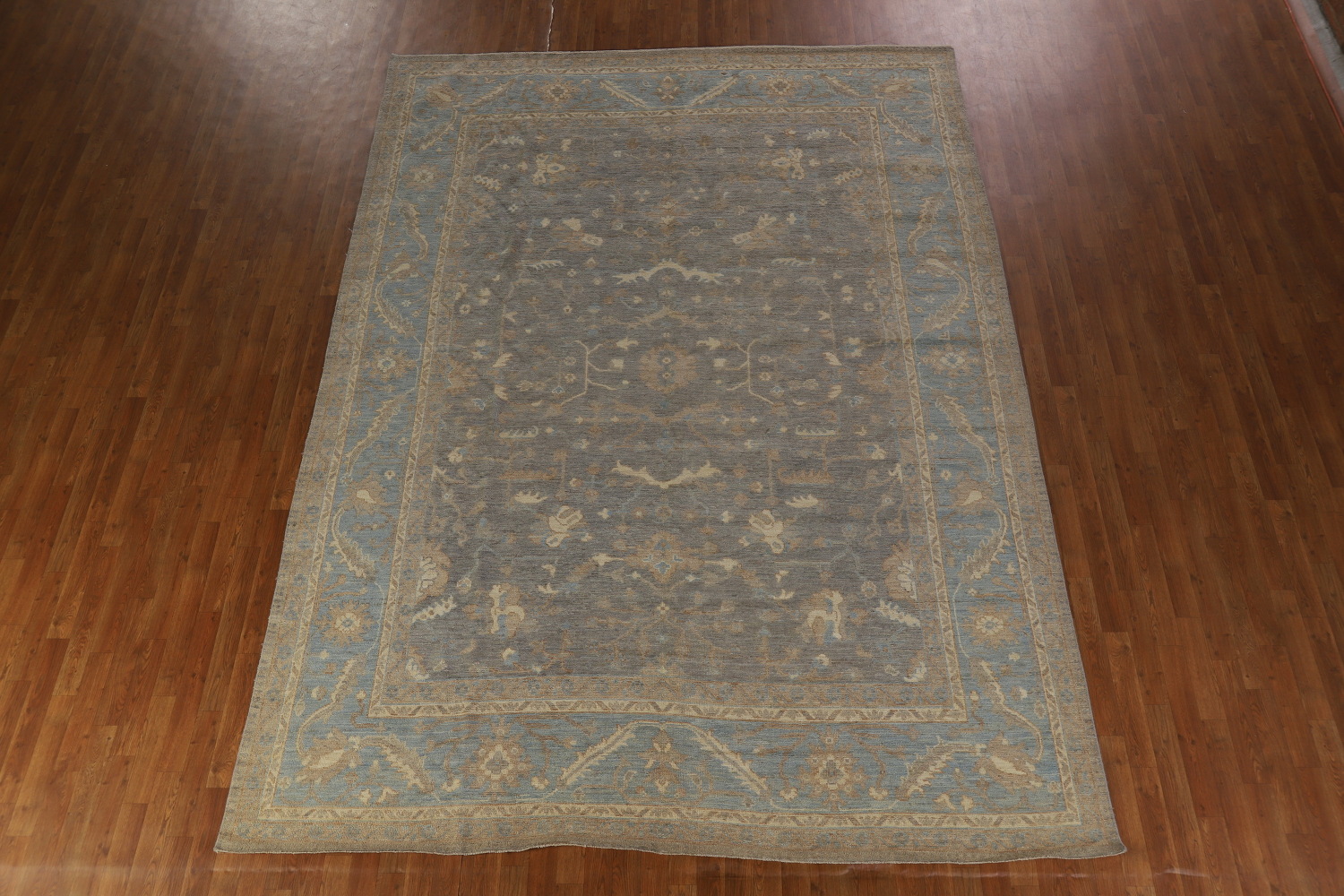 Vegetable Dye Gray Oushak Turkish Area Rug 9x12