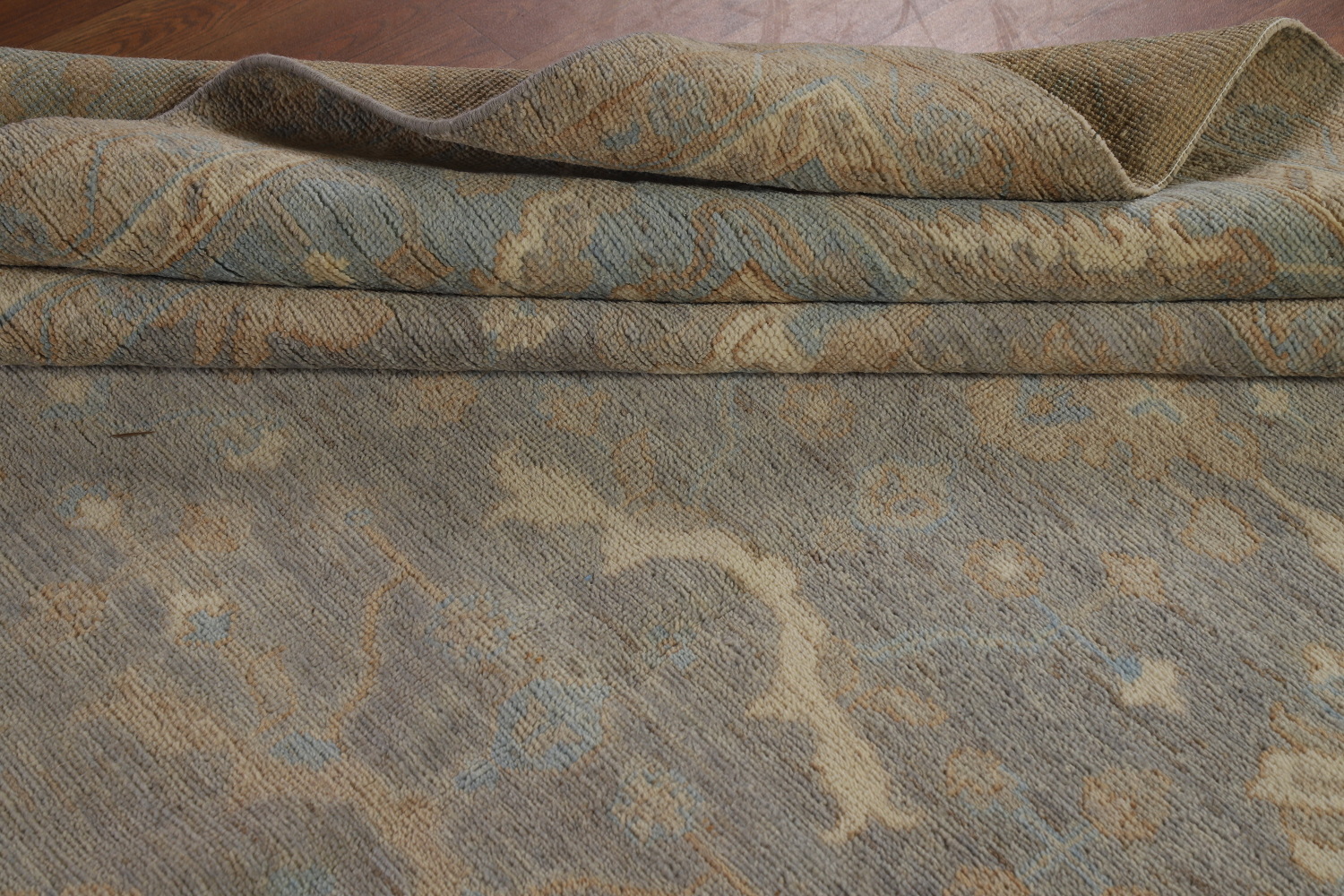 Vegetable Dye Gray Oushak Turkish Area Rug 9x12
