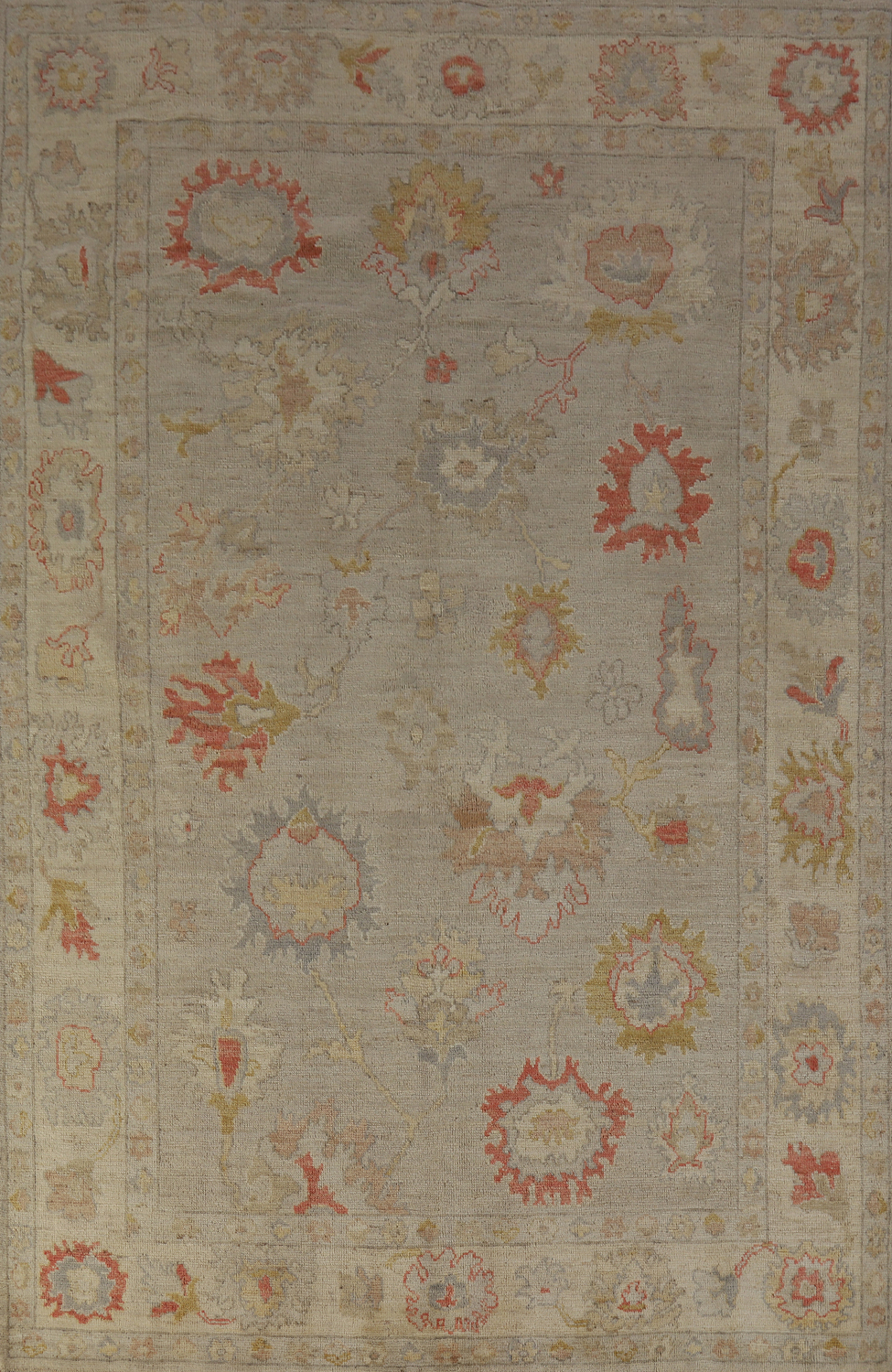 Handmade Floral Oushak Vegetable Dye Area Rug 6x9