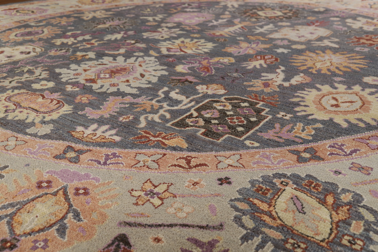 Vegetable Dye Round Floral Oushak Oriental Large Rug 12x12