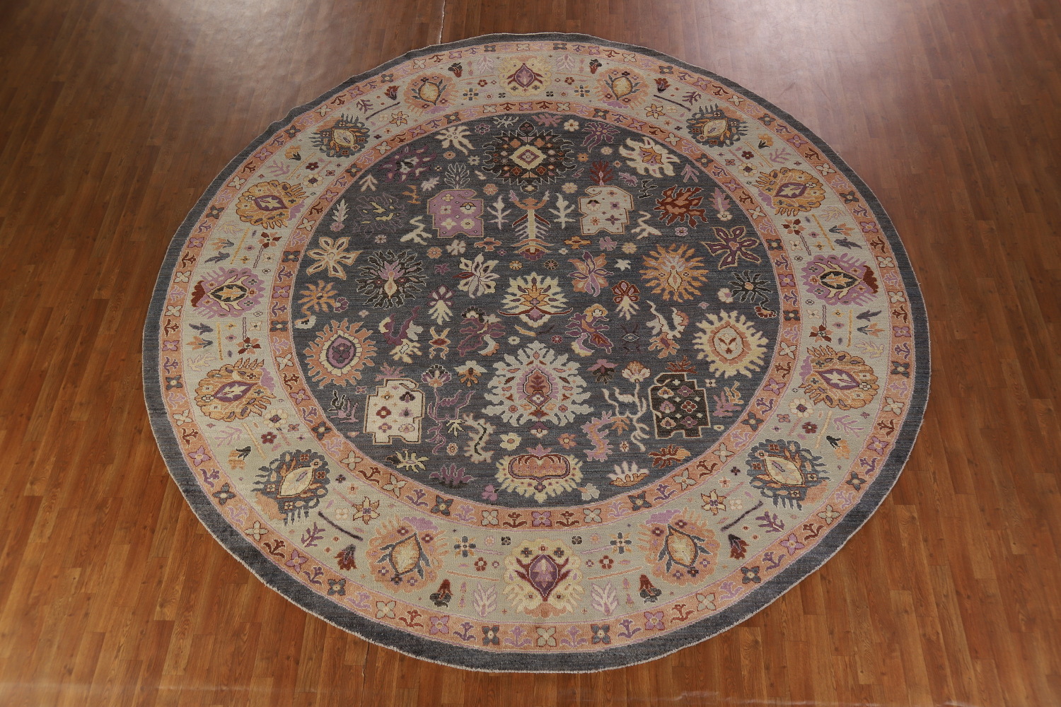 Vegetable Dye Round Floral Oushak Oriental Large Rug 12x12