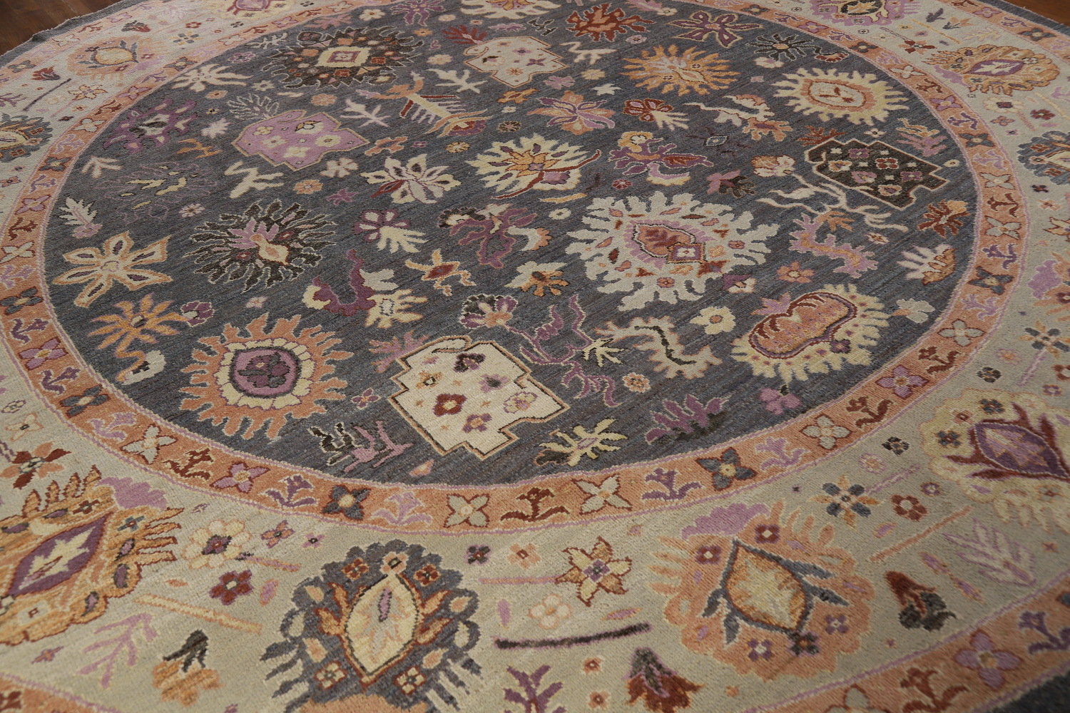 Vegetable Dye Round Floral Oushak Oriental Large Rug 12x12