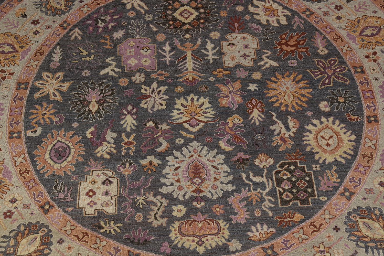 Vegetable Dye Round Floral Oushak Oriental Large Rug 12x12