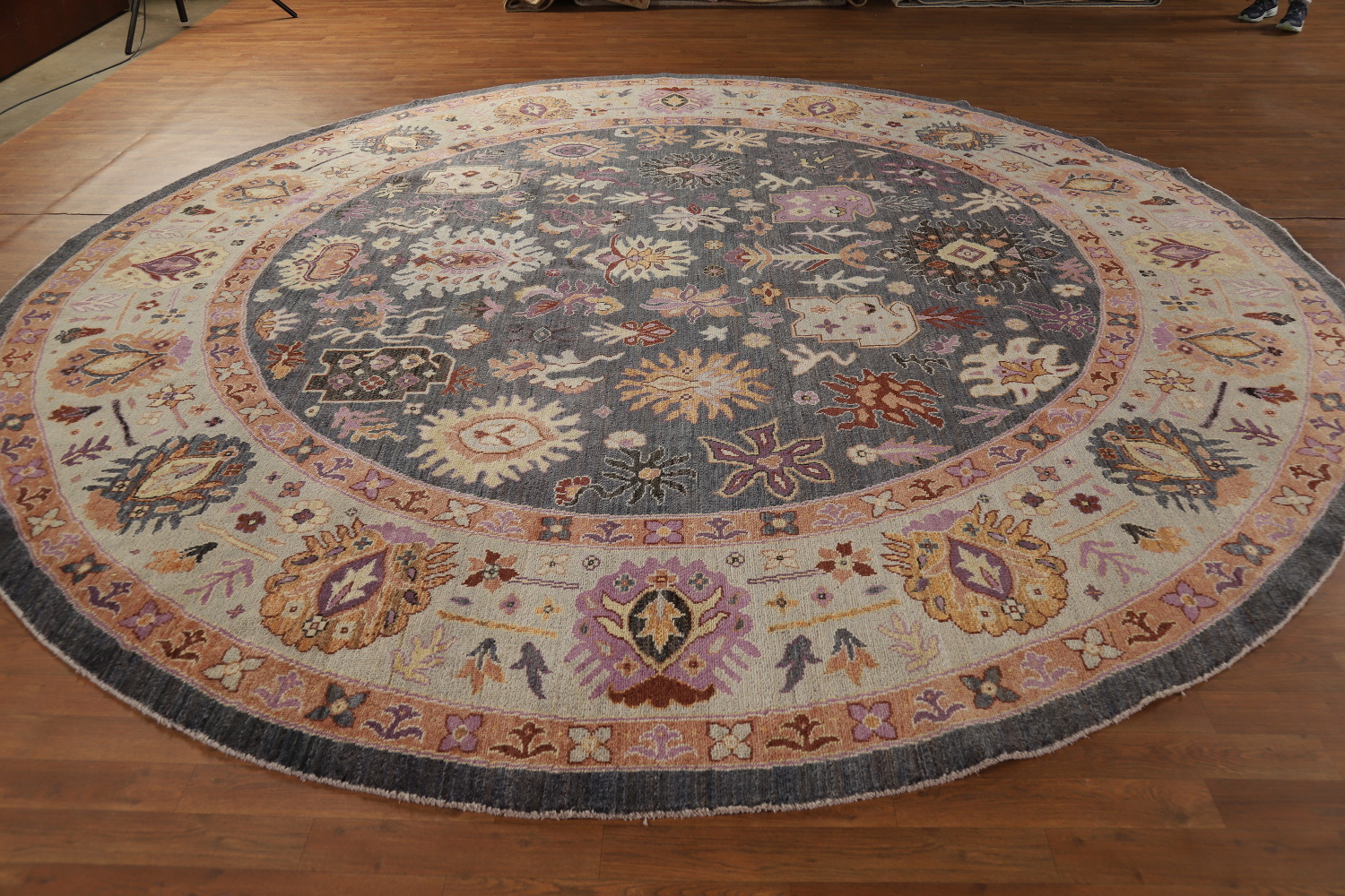 Vegetable Dye Round Floral Oushak Oriental Large Rug 12x12