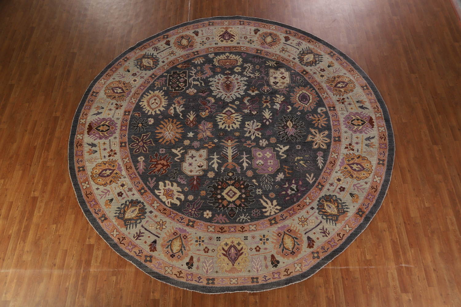 Vegetable Dye Round Floral Oushak Oriental Large Rug 12x12