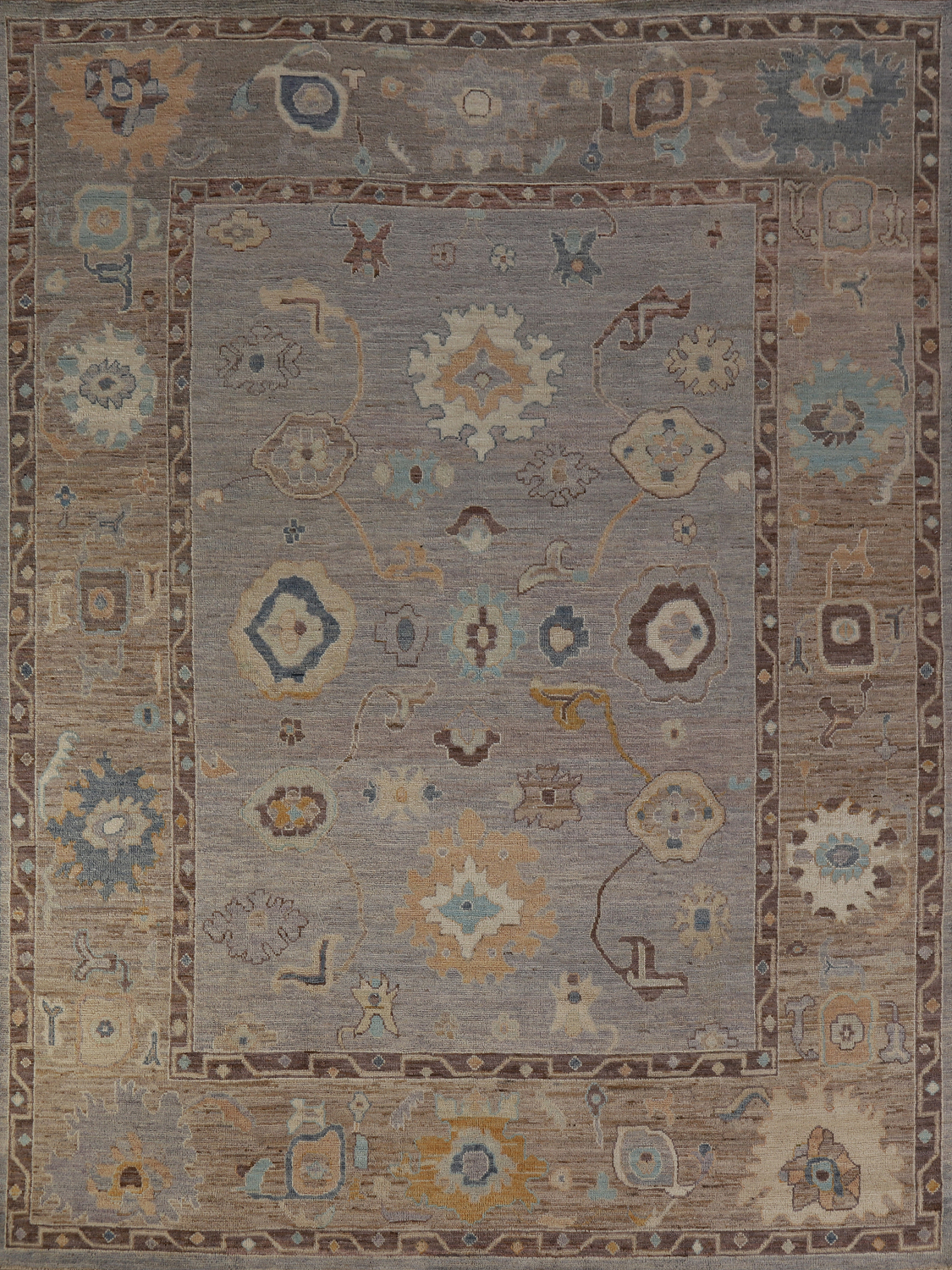 Vegetable Dye Gray Oushak Turkish Area Rug 8x10
