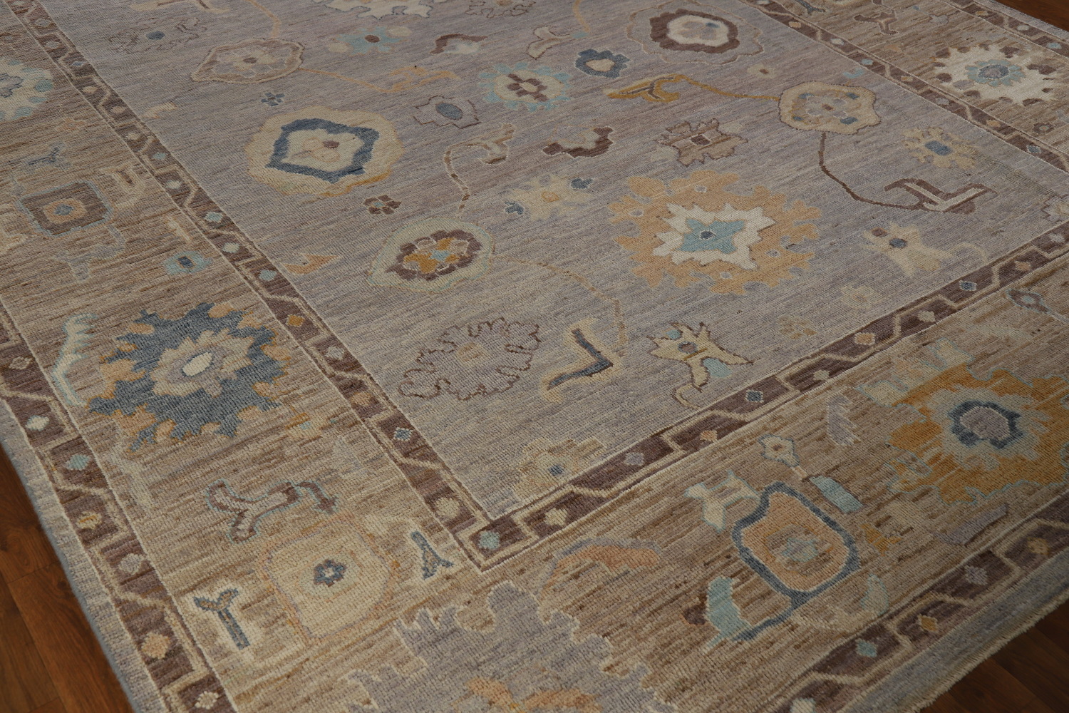 Vegetable Dye Gray Oushak Turkish Area Rug 8x10