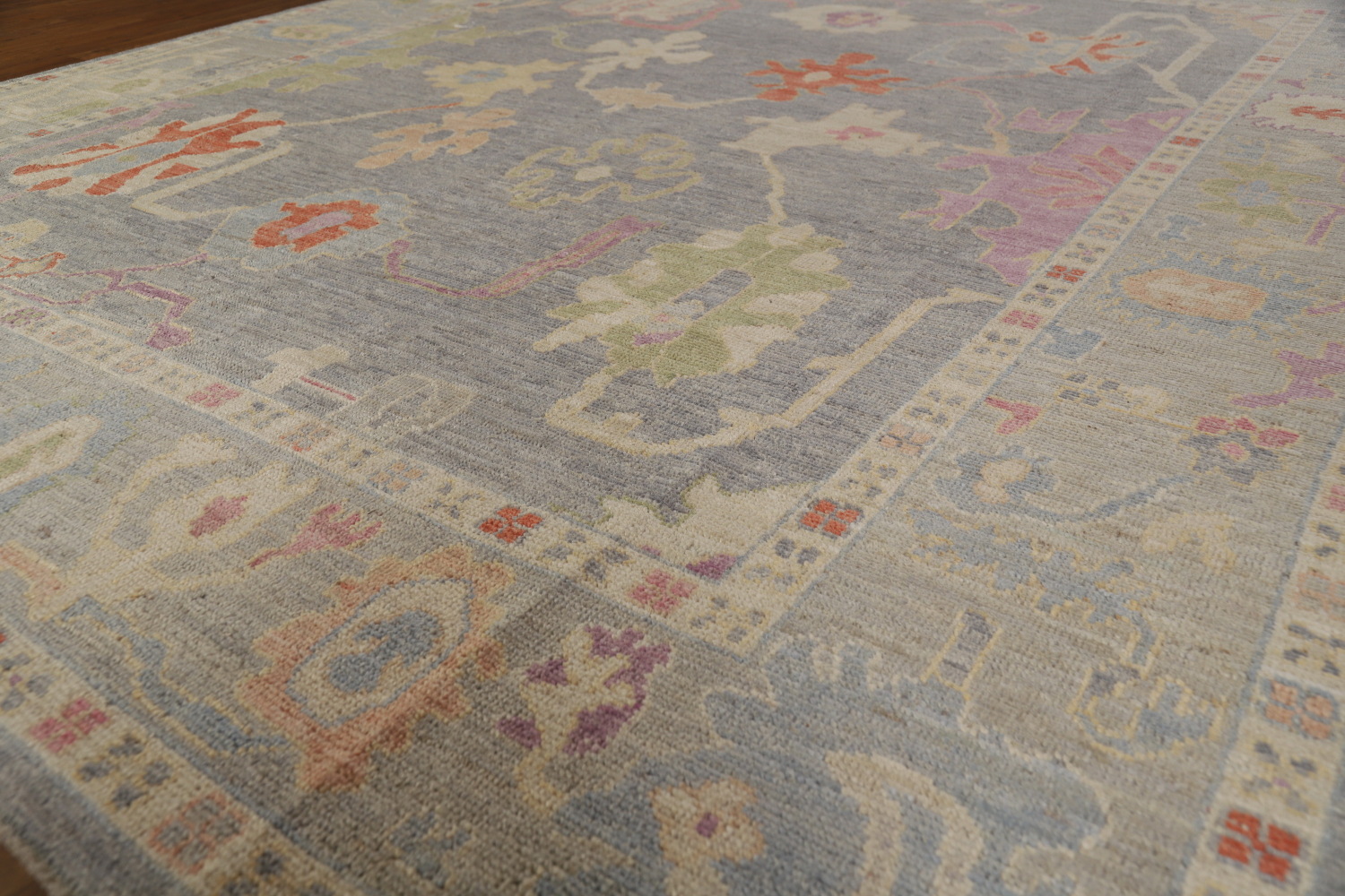 Vegetable Dye Gray Oushak Turkish Area Rug 8x10