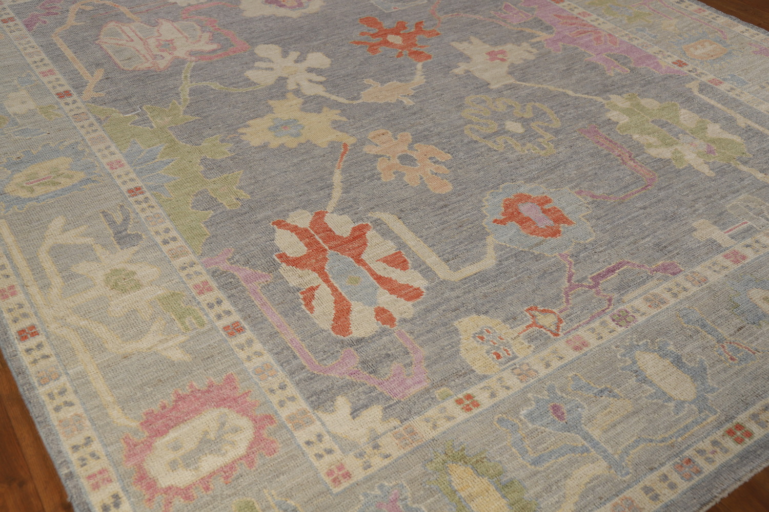 Vegetable Dye Gray Oushak Turkish Area Rug 8x10