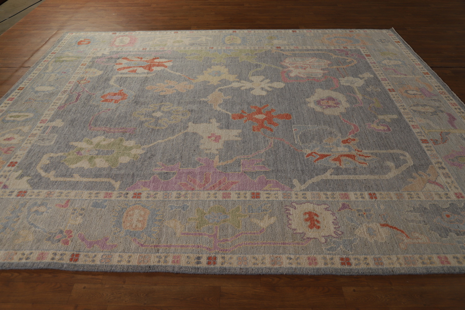 Vegetable Dye Gray Oushak Turkish Area Rug 8x10