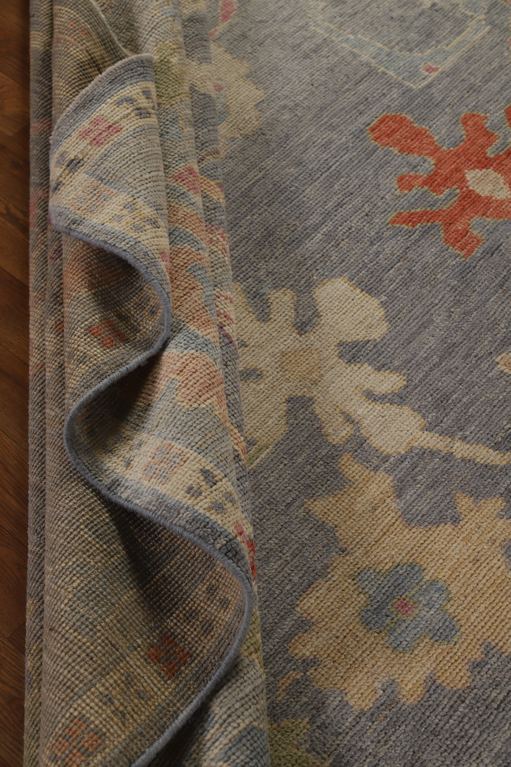 Vegetable Dye Gray Oushak Turkish Area Rug 8x10