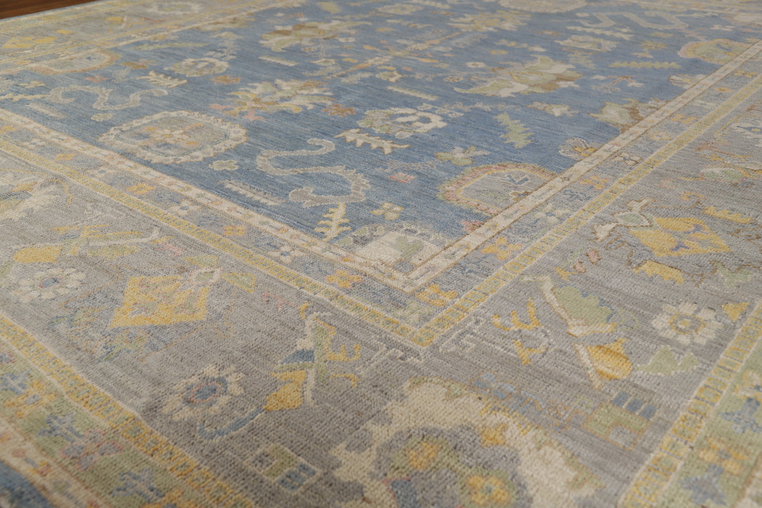 Vegetable Dye Blue Oushak Turkish Area Rug 8x10