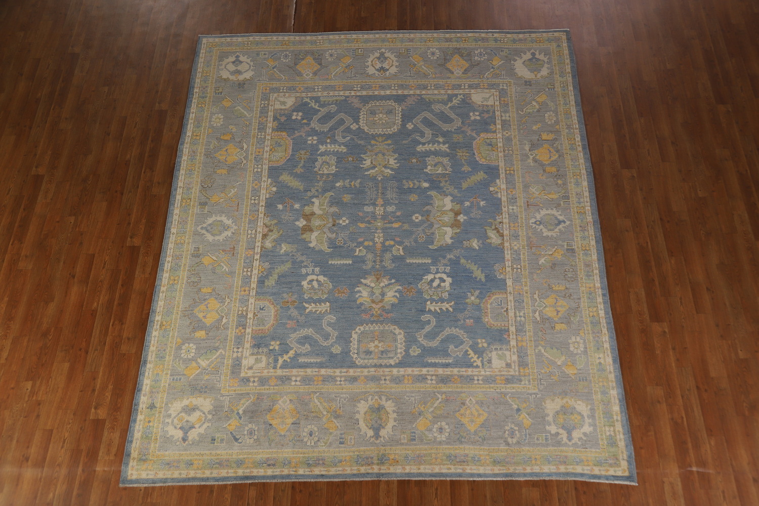 Vegetable Dye Blue Oushak Turkish Area Rug 8x10