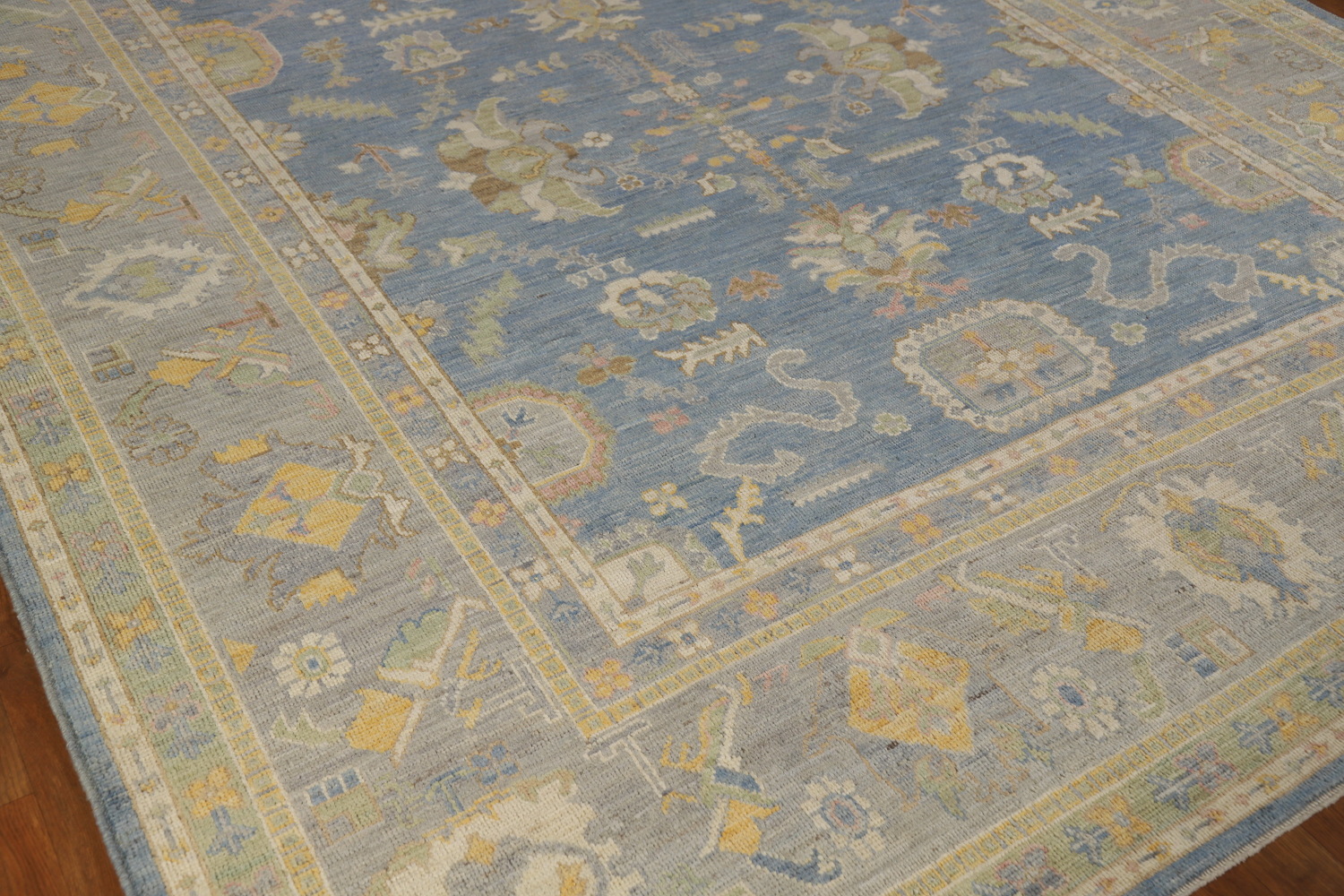Vegetable Dye Blue Oushak Turkish Area Rug 8x10