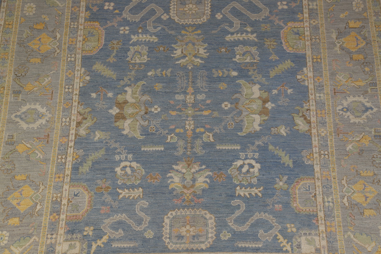 Vegetable Dye Blue Oushak Turkish Area Rug 8x10