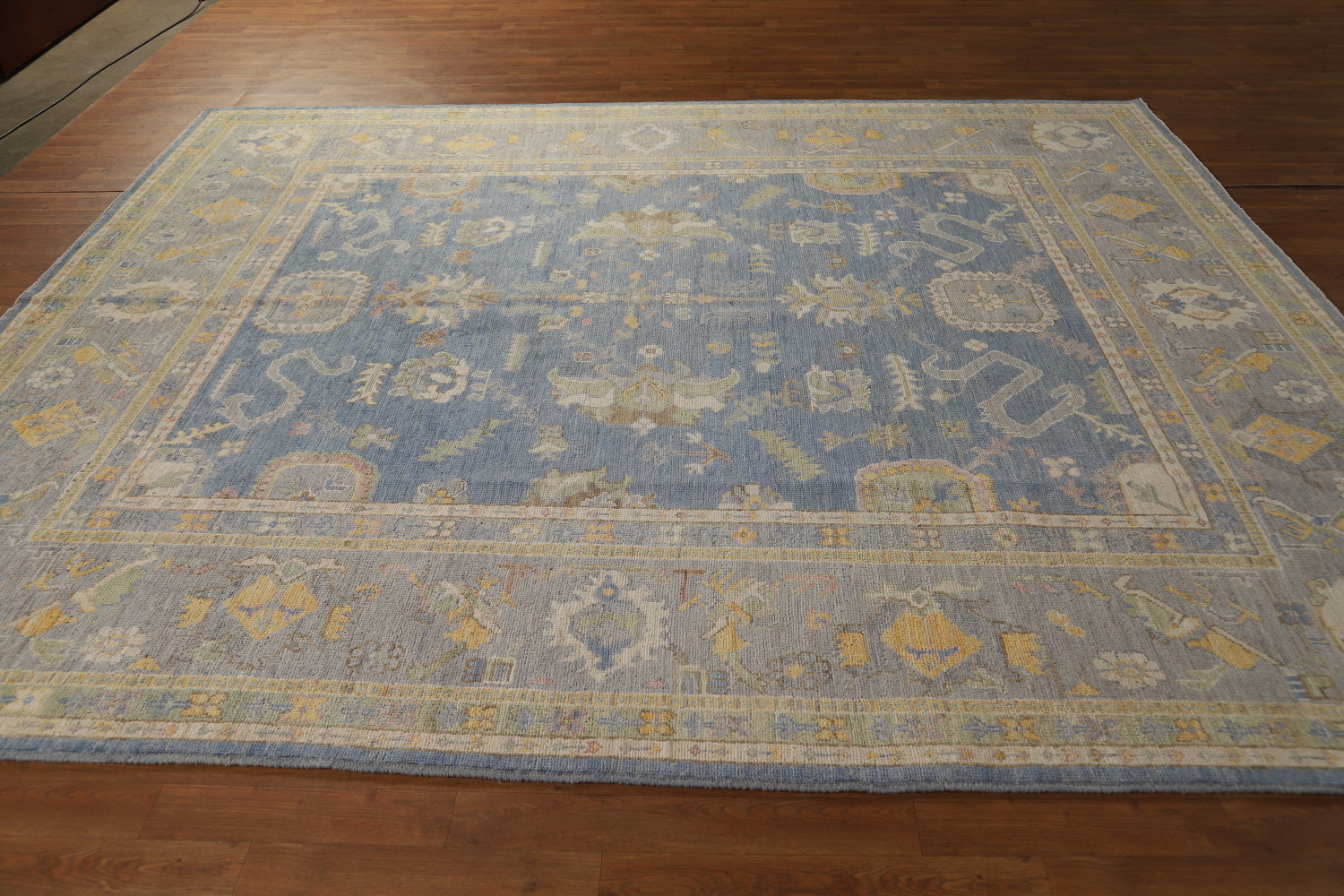 Vegetable Dye Blue Oushak Turkish Area Rug 8x10