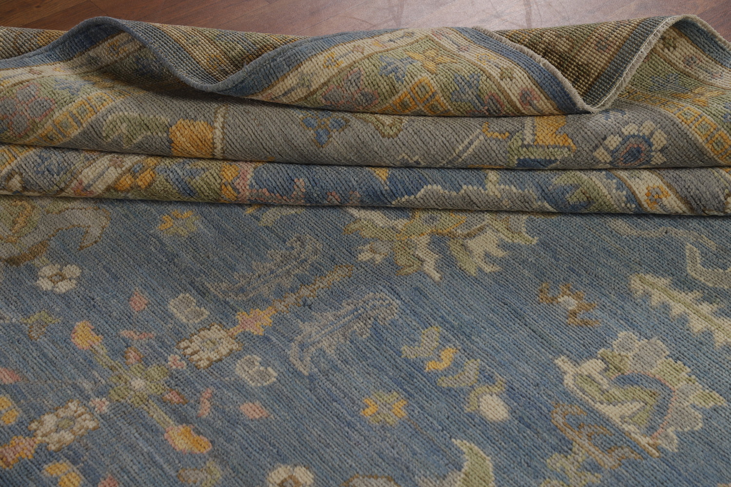 Vegetable Dye Blue Oushak Turkish Area Rug 8x10