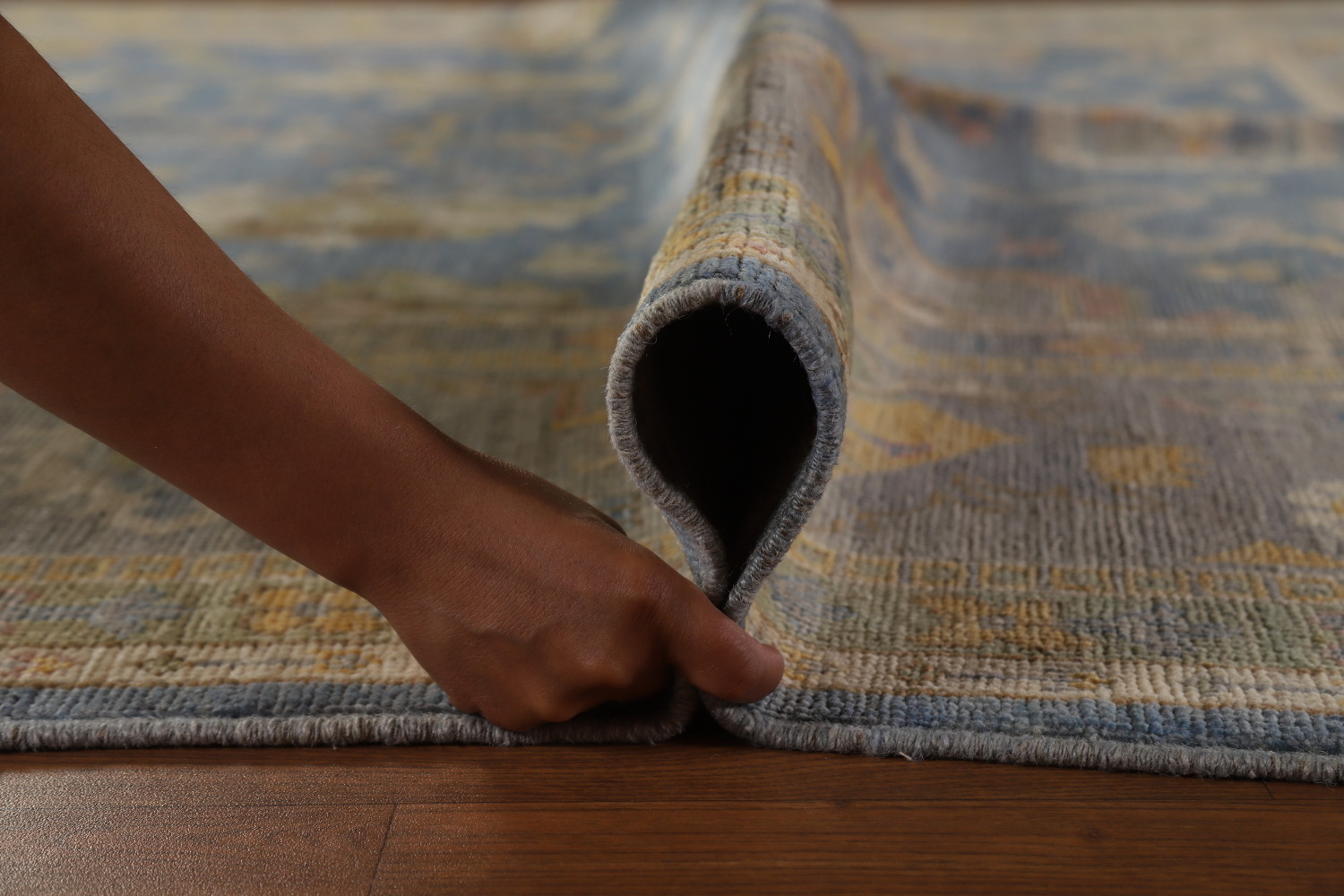 Vegetable Dye Blue Oushak Turkish Area Rug 8x10