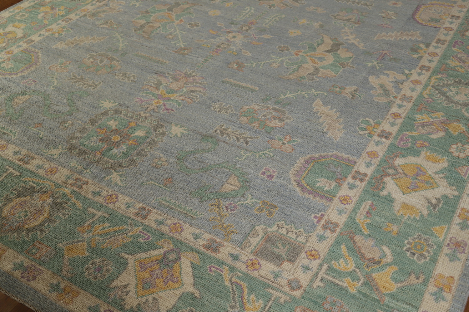 Blue & Green Handmade Oushak Vegetable Dye Area Rug 8x10