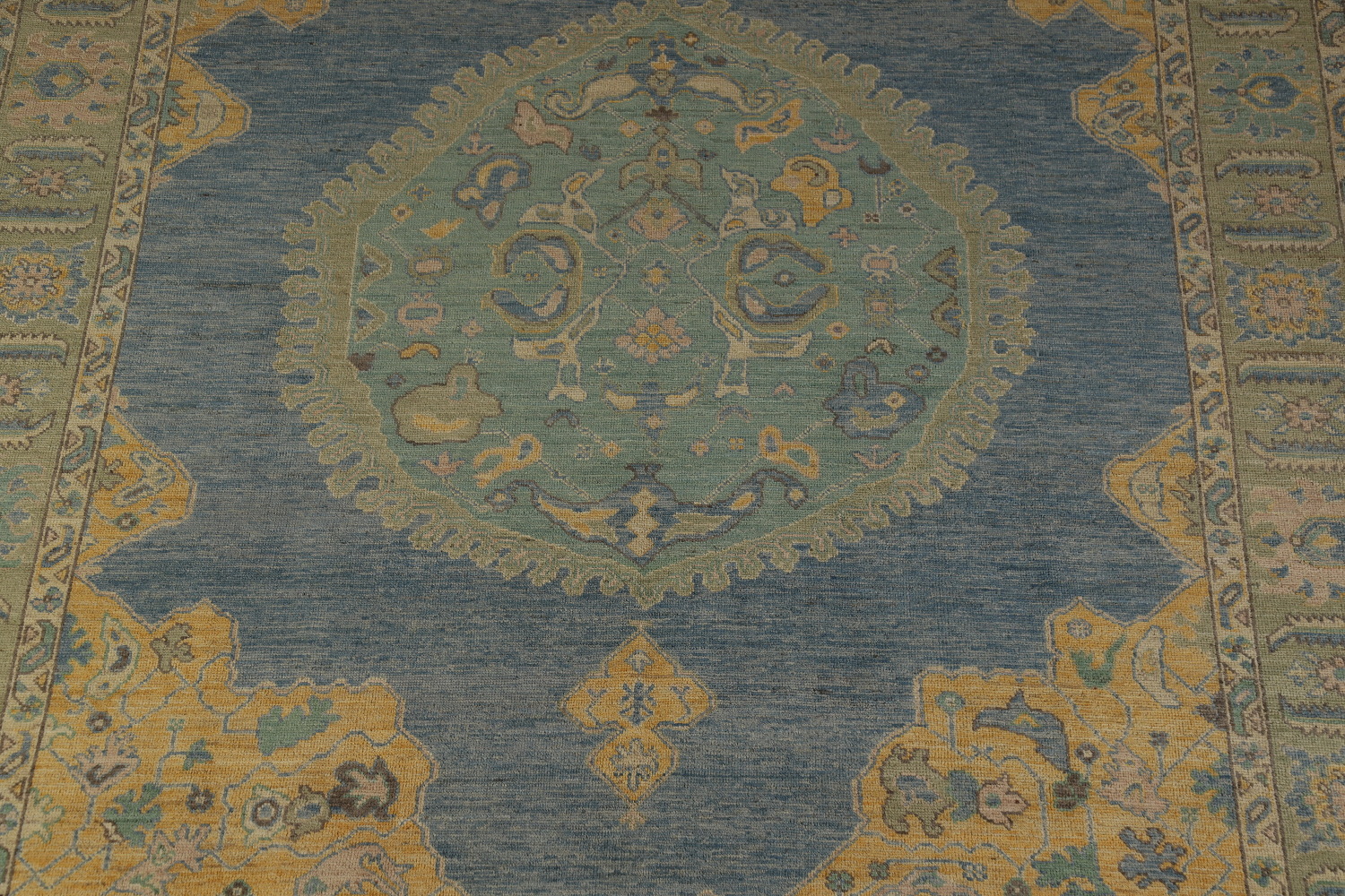 Vegetable Dye Blue Oushak Oriental Area Rug 8x10