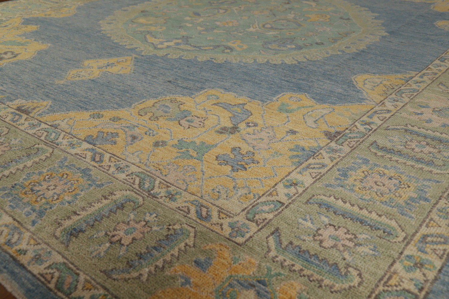 Vegetable Dye Blue Oushak Oriental Area Rug 8x10