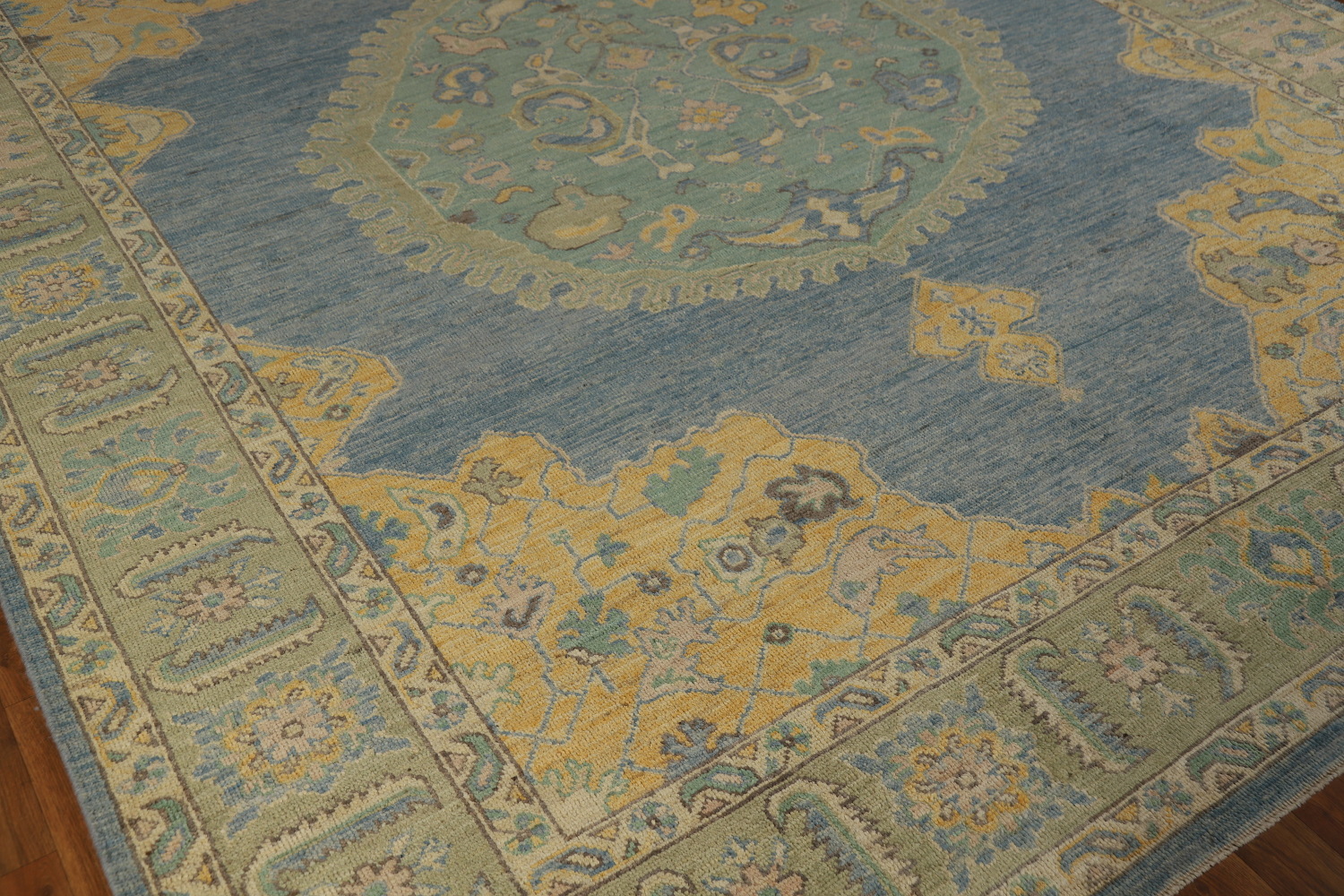 Vegetable Dye Blue Oushak Oriental Area Rug 8x10