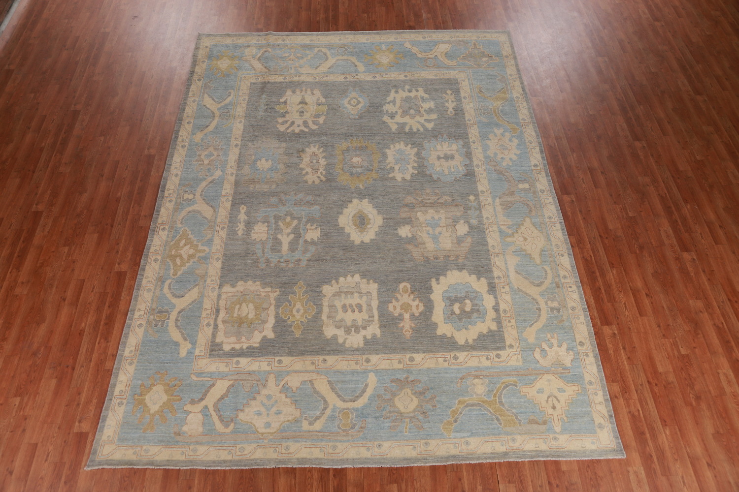 Vegetable Dye Gray Oushak Oriental Area Rug 9x12