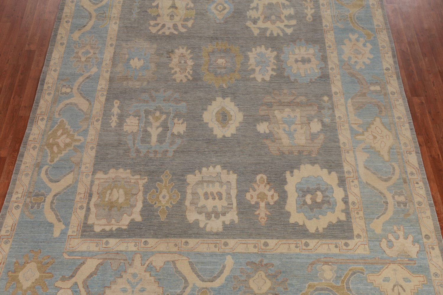 Vegetable Dye Gray Oushak Oriental Area Rug 9x12