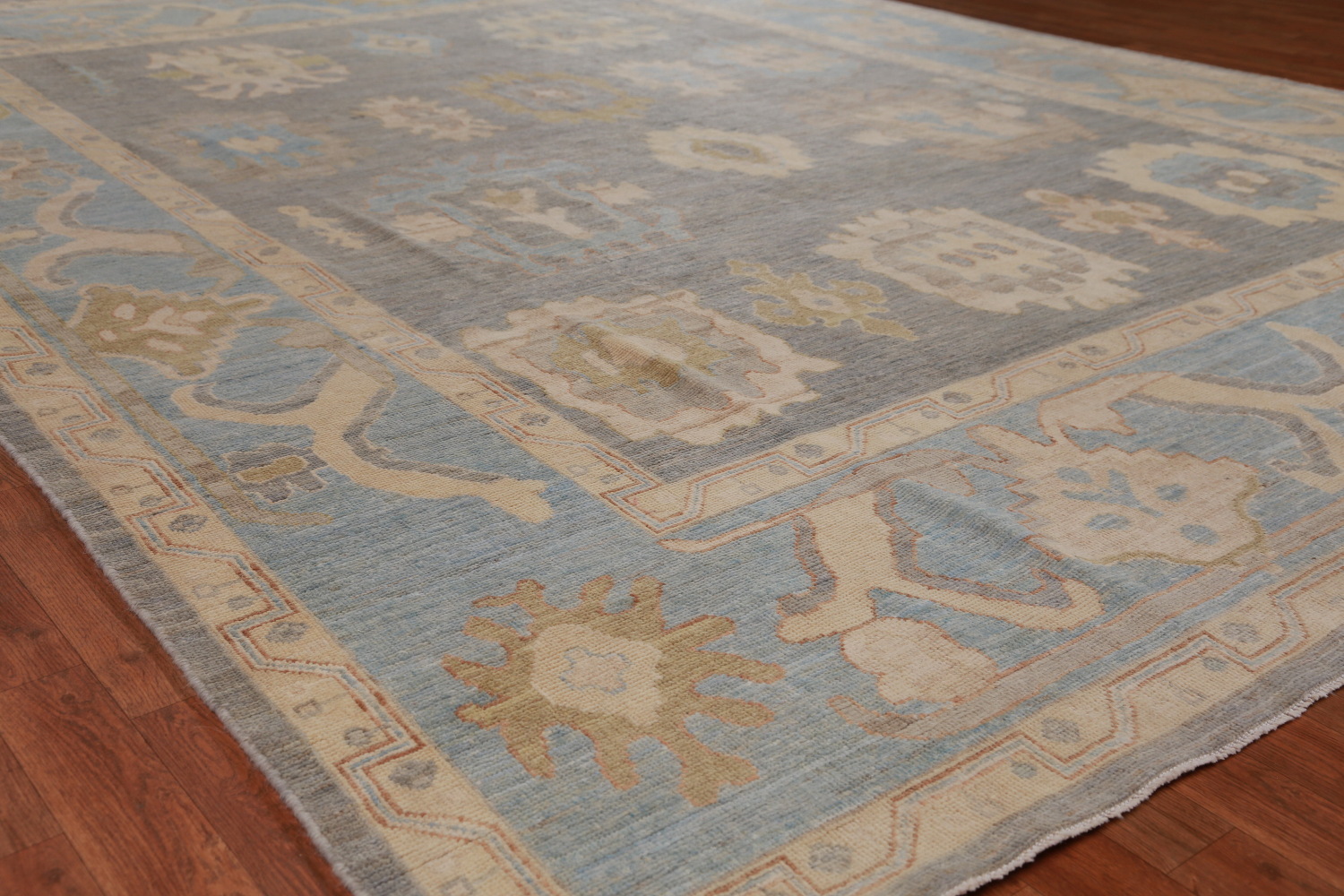 Vegetable Dye Gray Oushak Oriental Area Rug 9x12