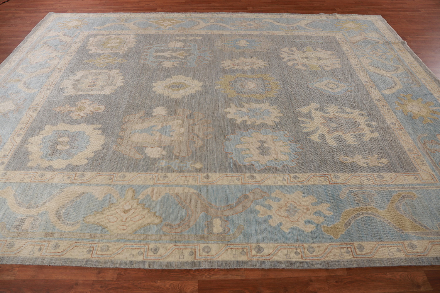Vegetable Dye Gray Oushak Oriental Area Rug 9x12