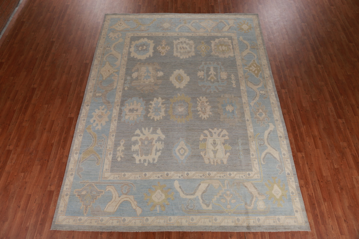 Vegetable Dye Gray Oushak Oriental Area Rug 9x12