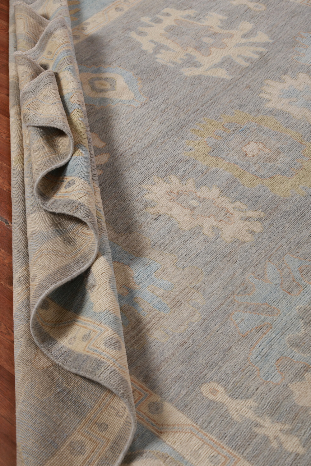 Vegetable Dye Gray Oushak Oriental Area Rug 9x12
