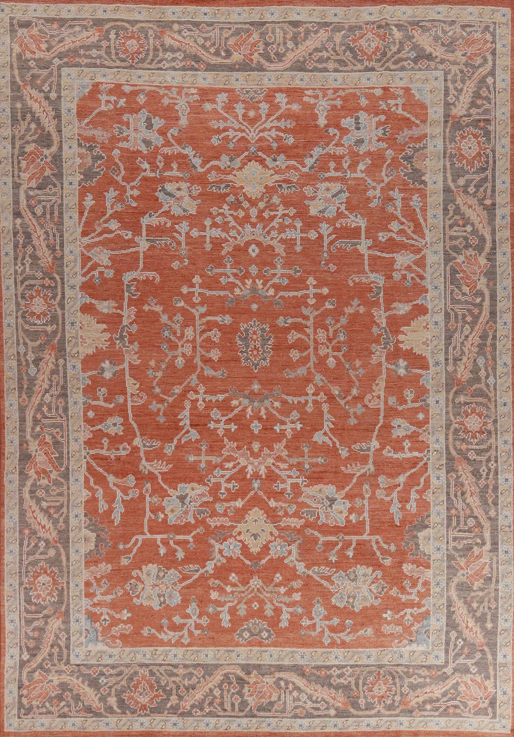Vegetable Dye Wool Oushak Turkish Area Rug 9x12