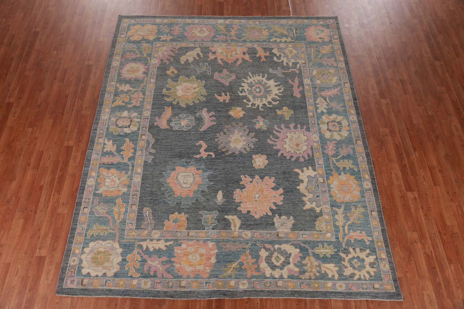Vegetable Dye Blue Gray Oushak Turkish Area Rug 8x10