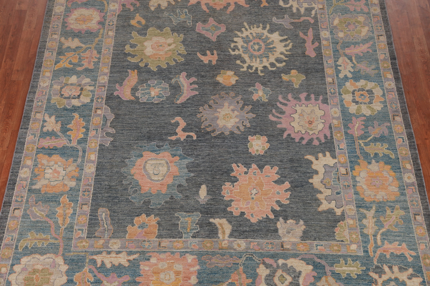 Vegetable Dye Blue Gray Oushak Turkish Area Rug 8x10