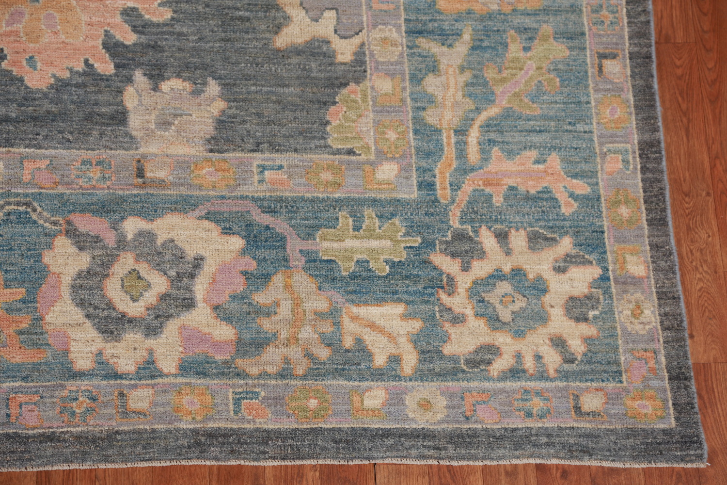 Vegetable Dye Blue Gray Oushak Turkish Area Rug 8x10